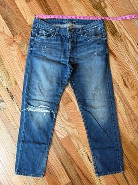 Michael Kors Distressed Boyfriend Jeans in Faded Blue